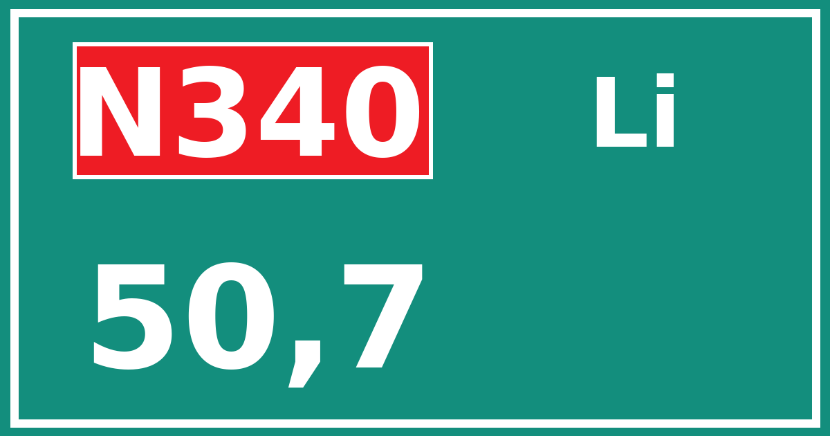 Hectometerbord N340 50,7 zijde Li
