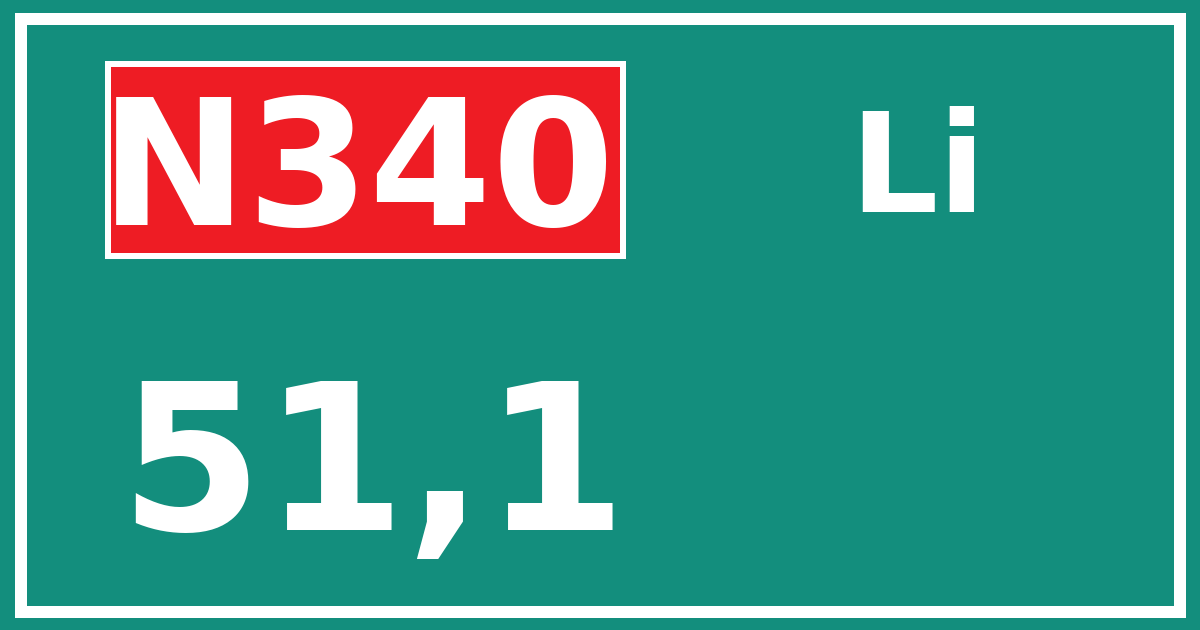 Hectometerbord N340 51,1 zijde Li