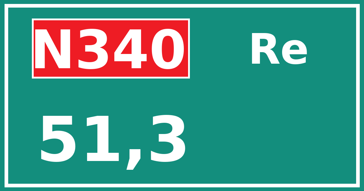Hectometerbord N340 51,3 zijde Re