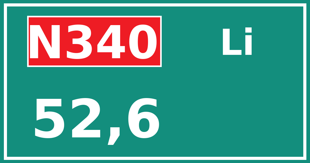 Hectometerbord N340 52,6 zijde Li