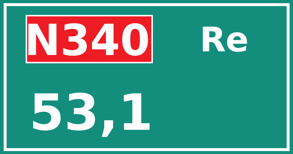 Hectometerbord N340 53,1 zijde Re