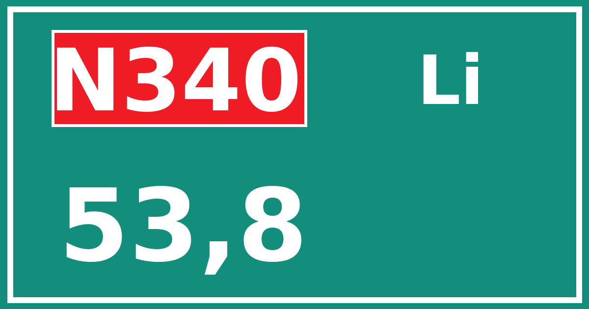 Hectometerbord N340 53,8 zijde Li