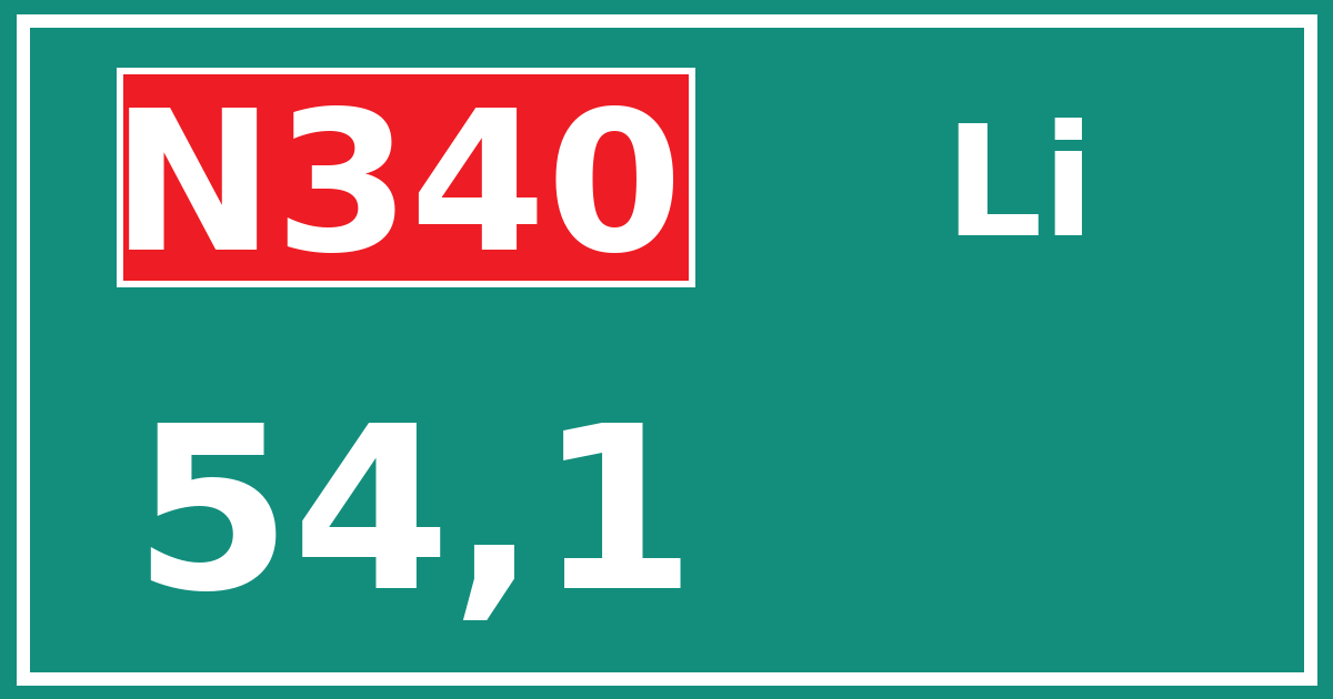 Hectometerbord N340 54,1 zijde Li
