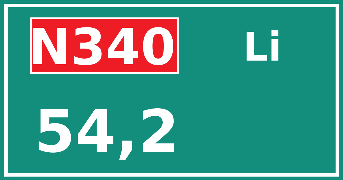 Hectometerbord N340 54,2 zijde Li