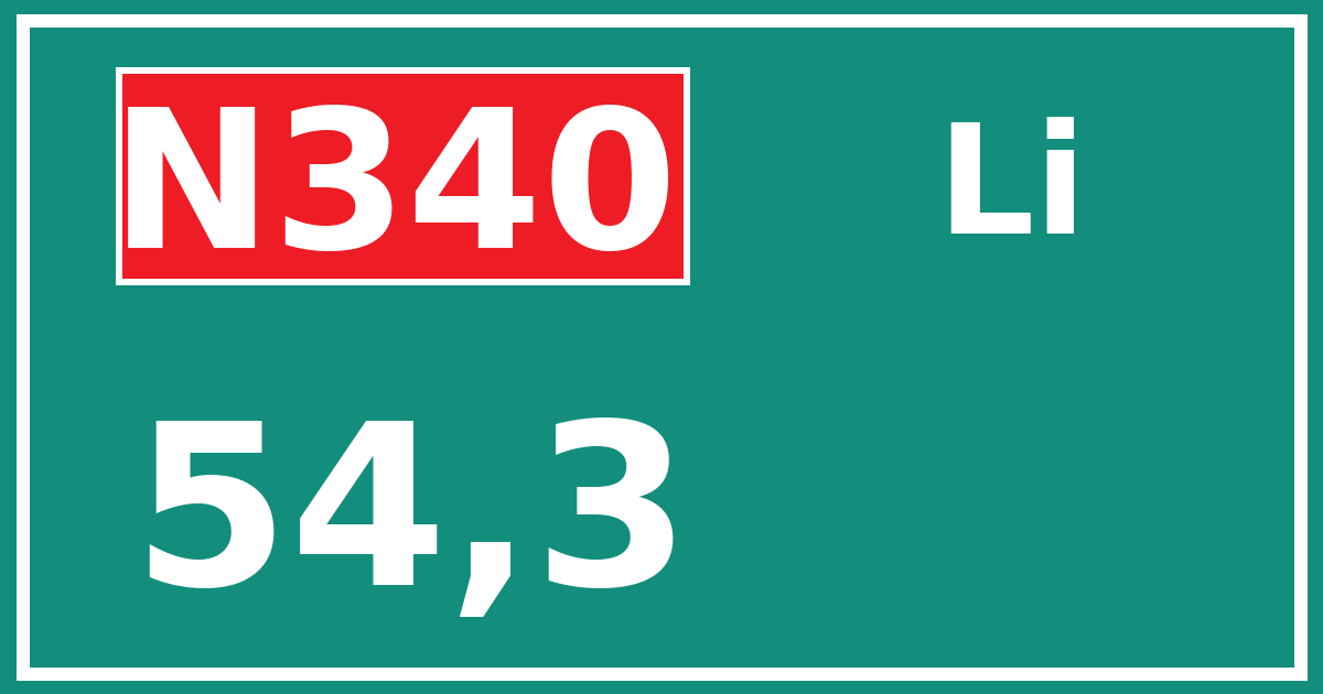 Hectometerbord N340 54,3 zijde Li
