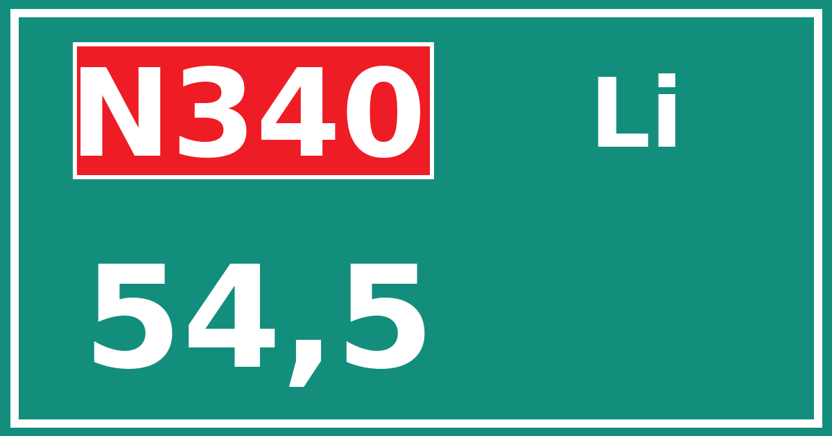 Hectometerbord N340 54,5 zijde Li