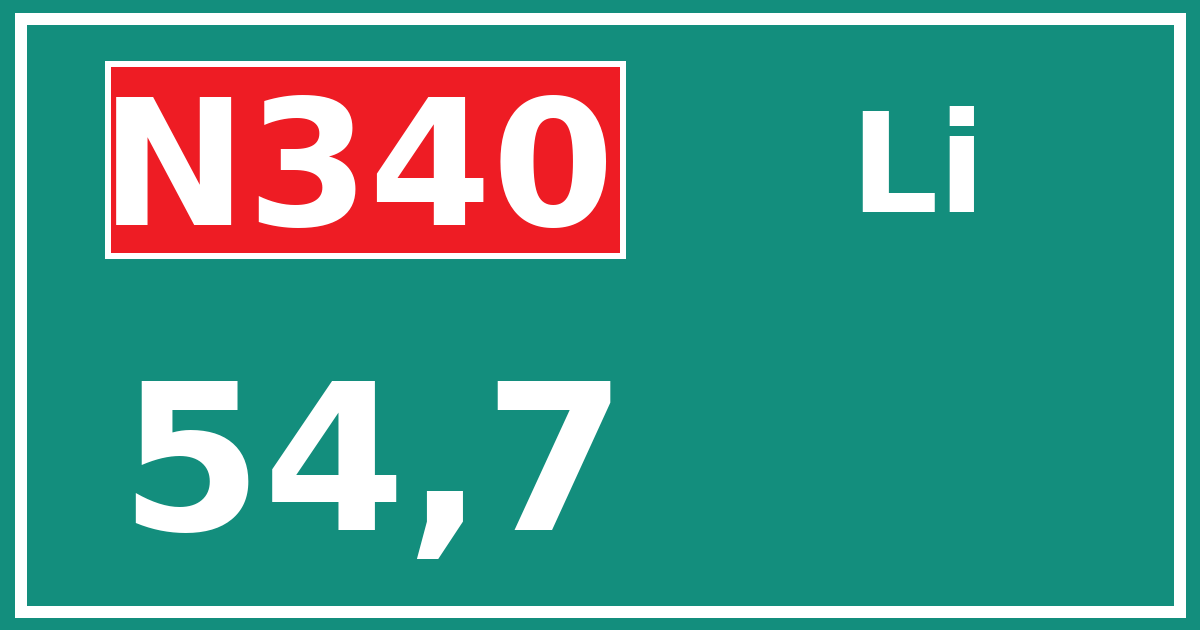 Hectometerbord N340 54,7 zijde Li