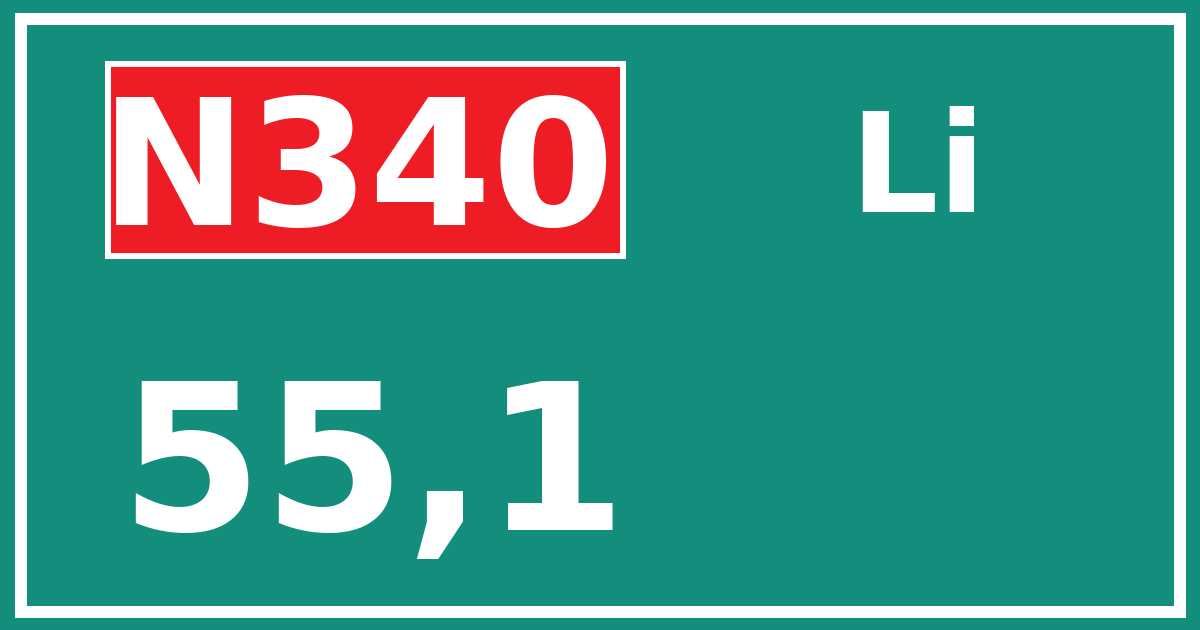 Hectometerbord N340 55,1 zijde Li