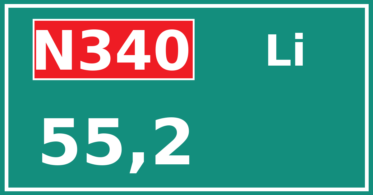 Hectometerbord N340 55,2 zijde Li