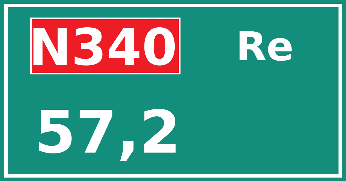 Hectometerbord N340 57,2 zijde Re