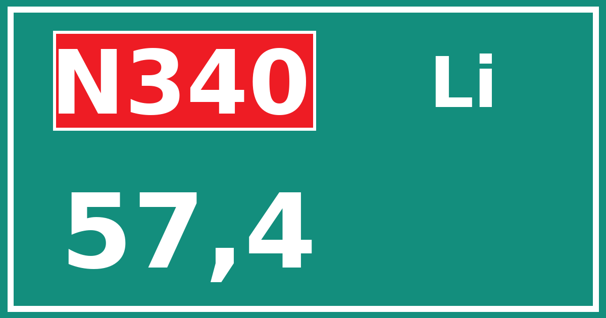 Hectometerbord N340 57,4 zijde Li