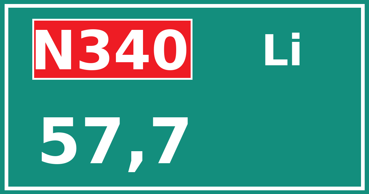 Hectometerbord N340 57,7 zijde Li