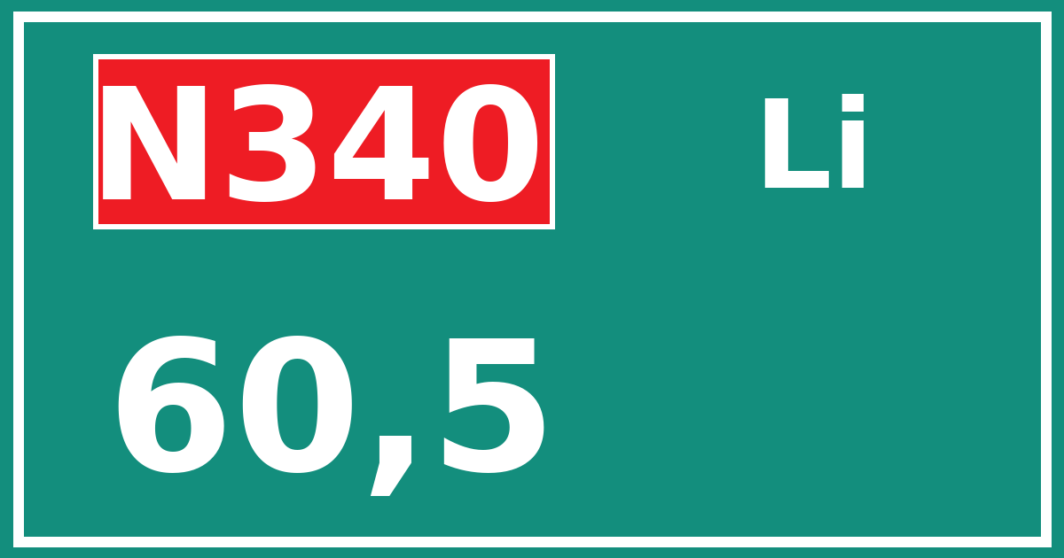 Hectometerbord N340 60,5 zijde Li