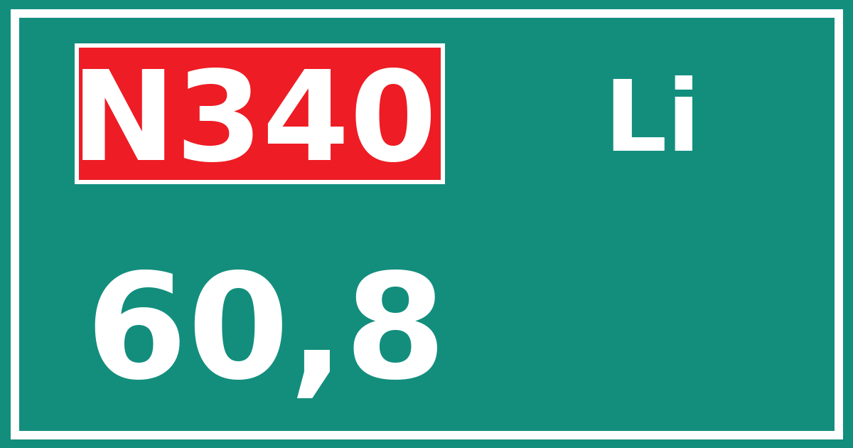 Hectometerbord N340 60,8 zijde Li