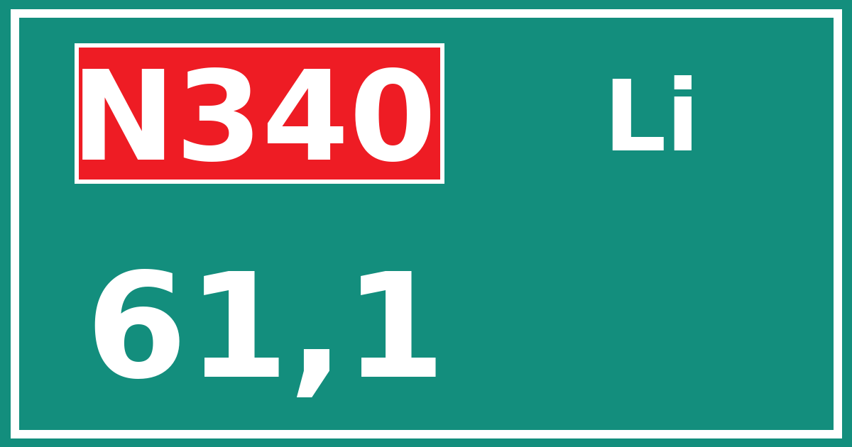 Hectometerbord N340 61,1 zijde Li