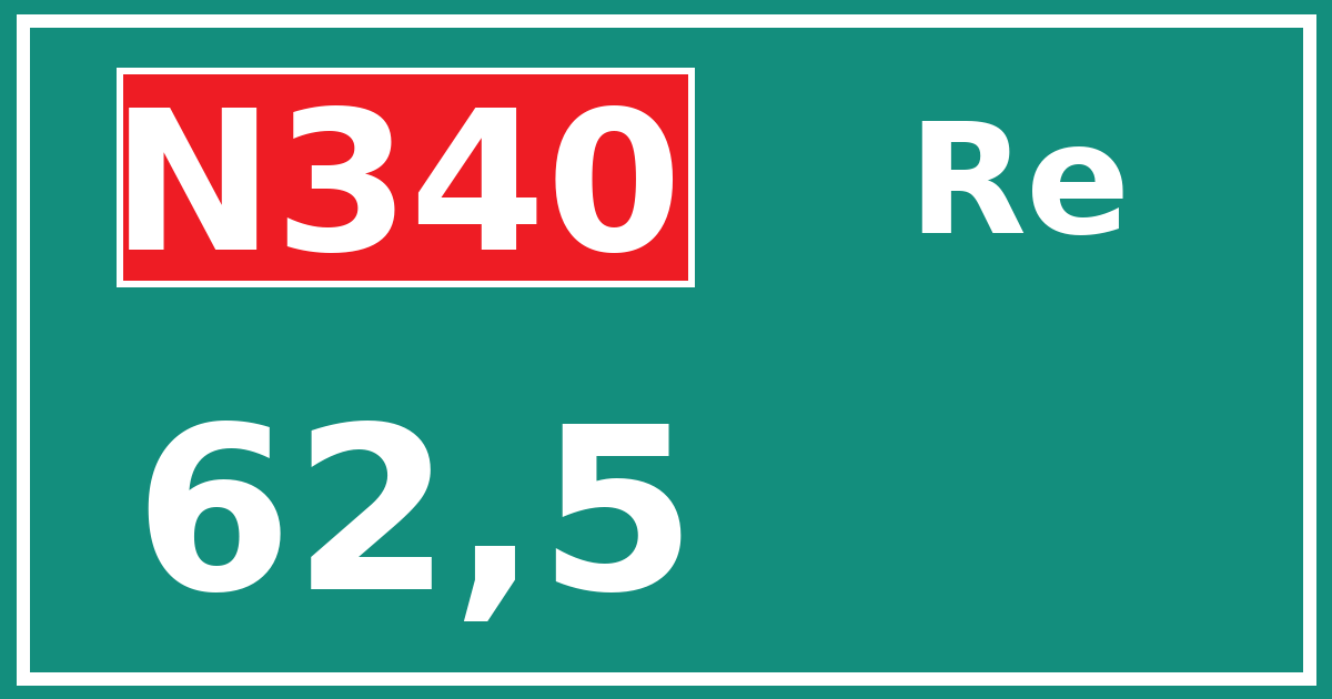 Hectometerbord N340 62,5 zijde Re