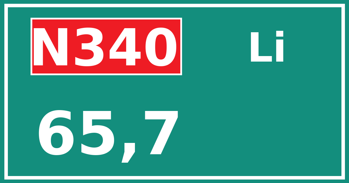 Hectometerbord N340 65,7 zijde Li
