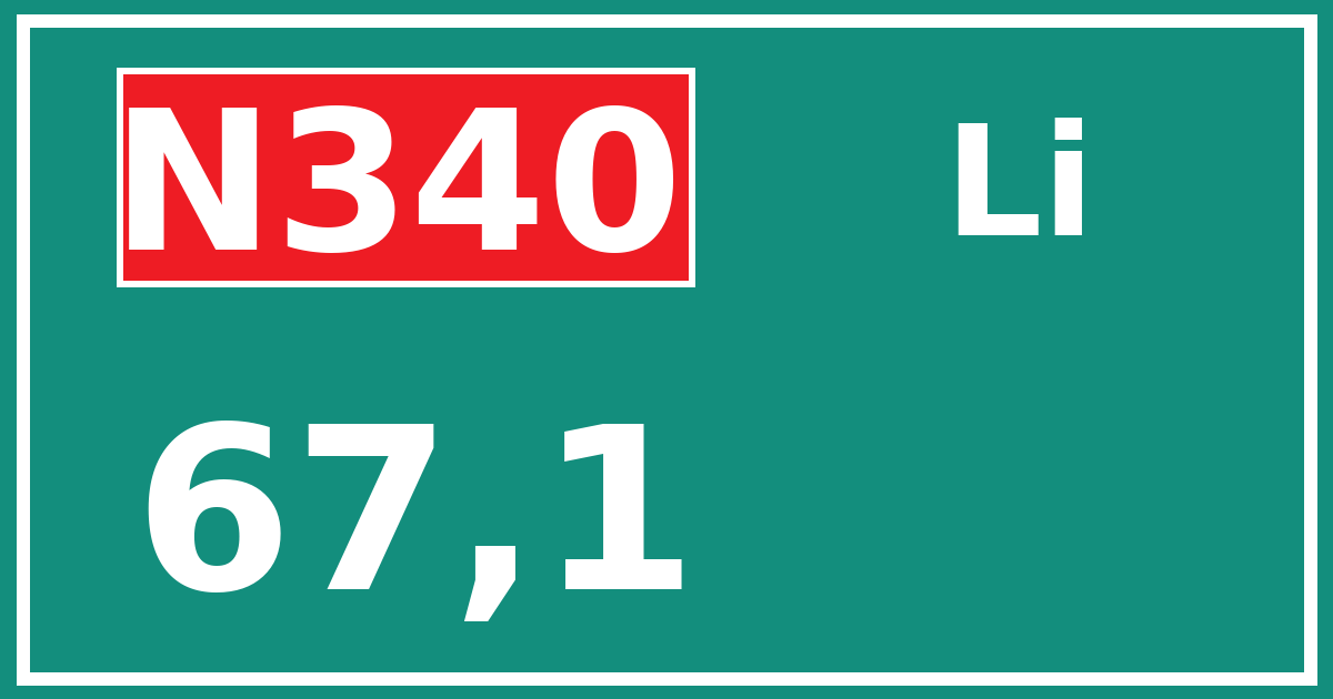 Hectometerbord N340 67,1 zijde Li