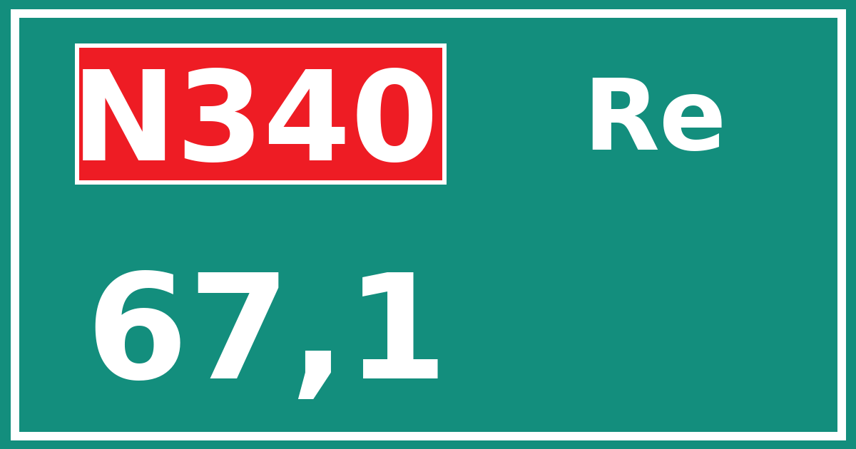 Hectometerbord N340 67,1 zijde Re