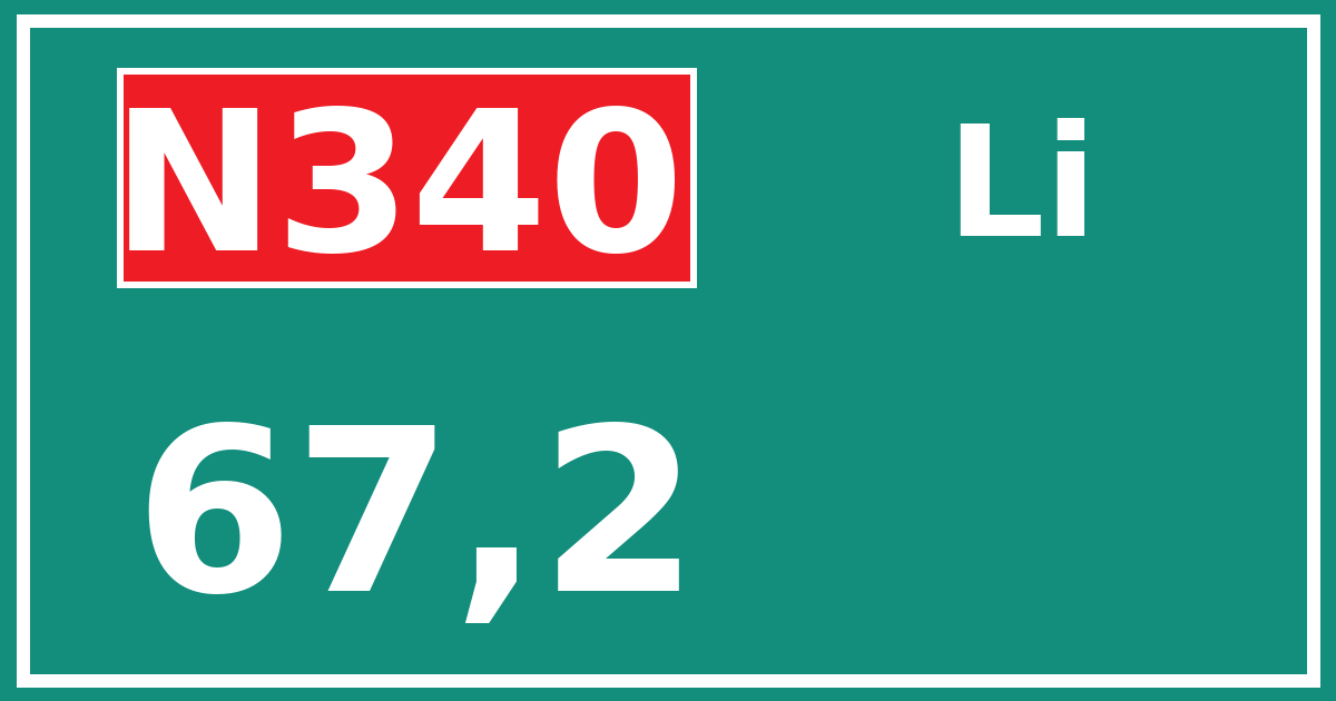 Hectometerbord N340 67,2 zijde Li