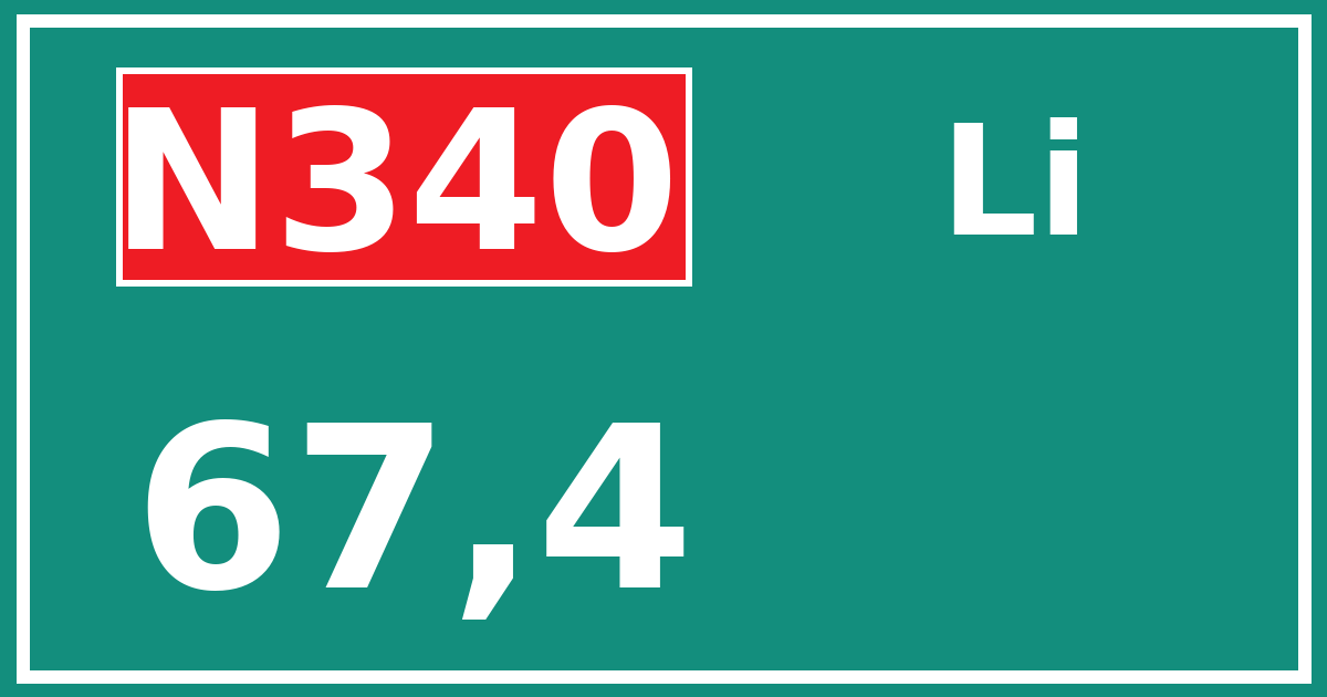 Hectometerbord N340 67,4 zijde Li