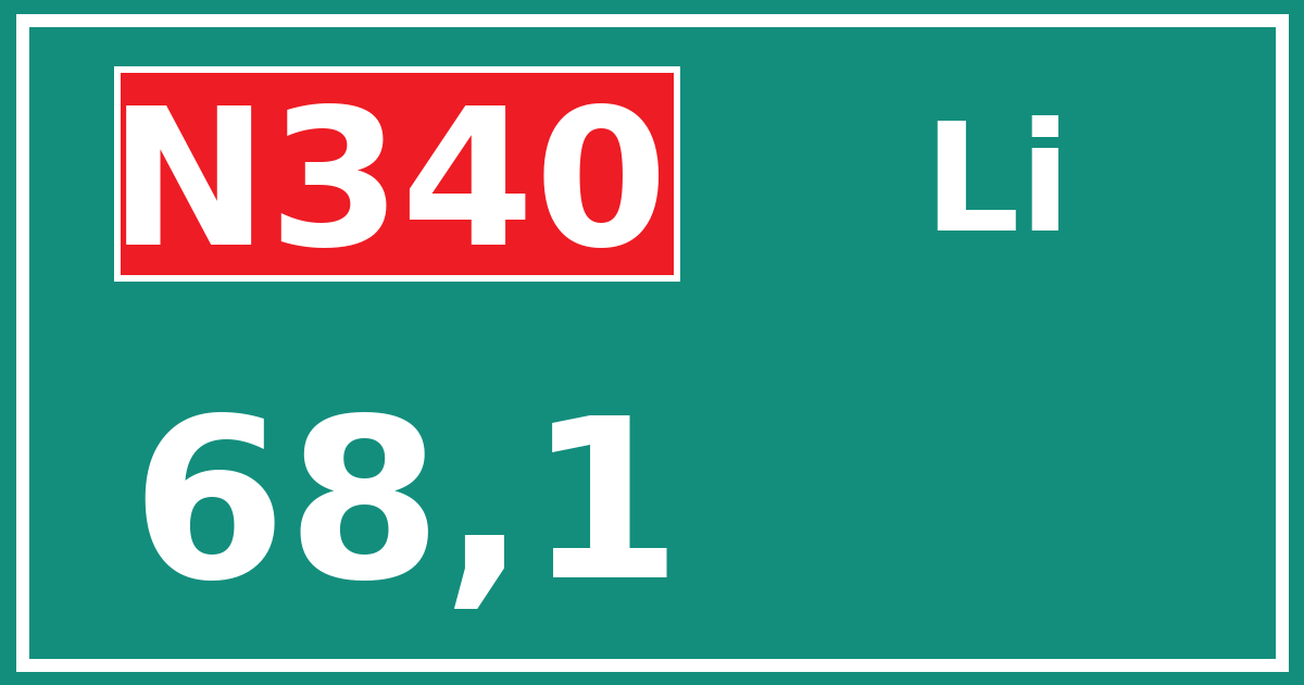 Hectometerbord N340 68,1 zijde Li