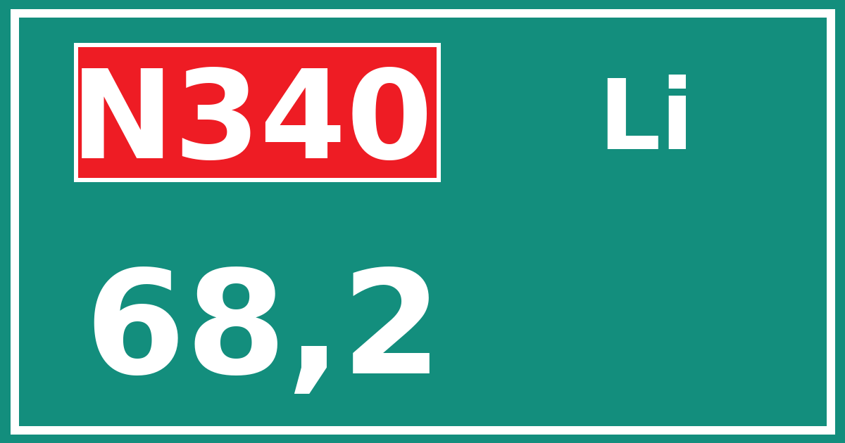 Hectometerbord N340 68,2 zijde Li