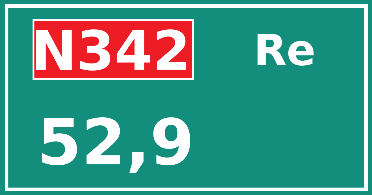 Hectometerbord N342 52,9 zijde Re