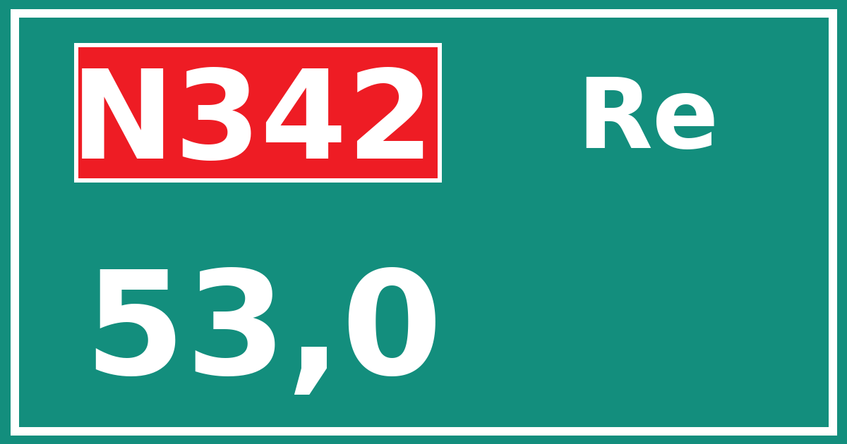 Hectometerbord N342 53,0 zijde Re