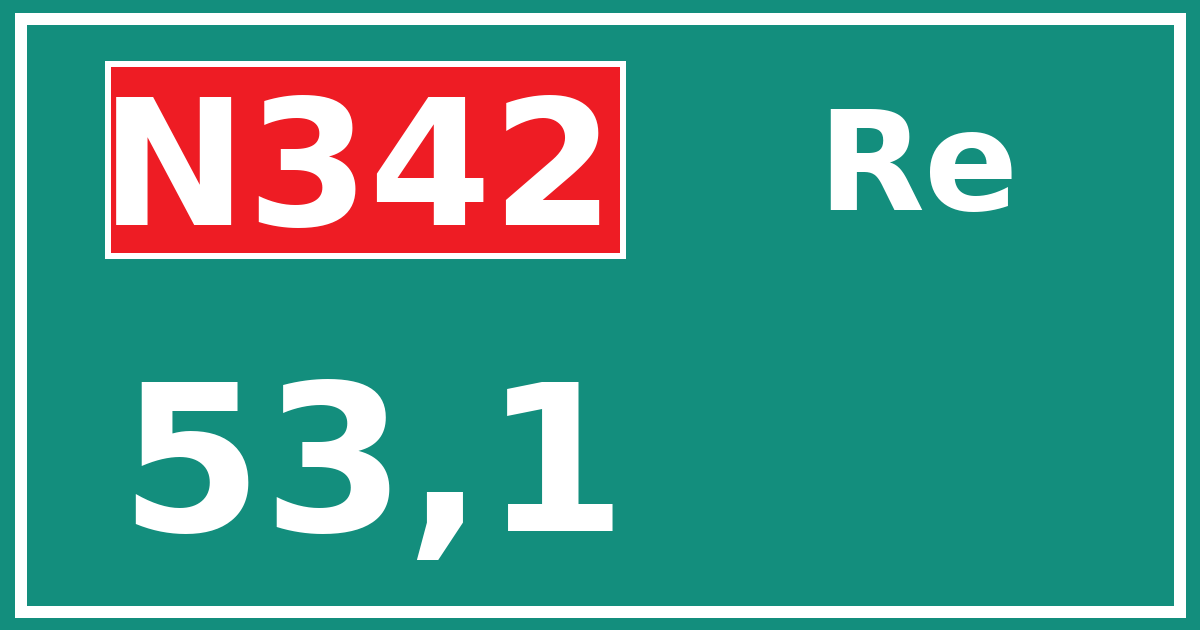 Hectometerbord N342 53,1 zijde Re