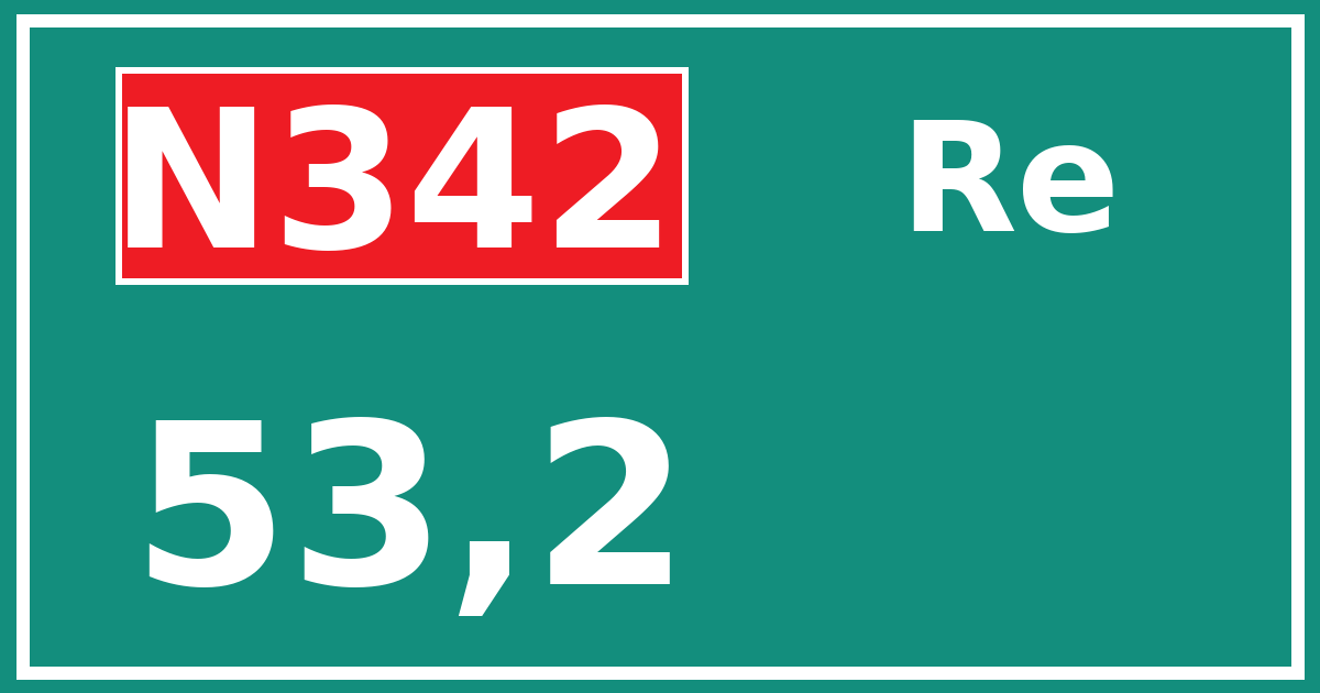 Hectometerbord N342 53,2 zijde Re