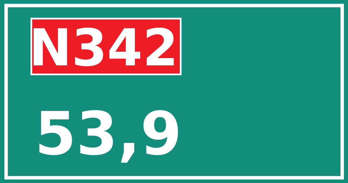 Hectometerbord N342 53,9