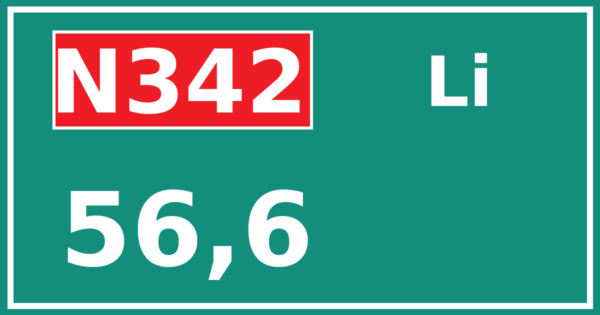 Hectometerbord N342 56,6 zijde Li