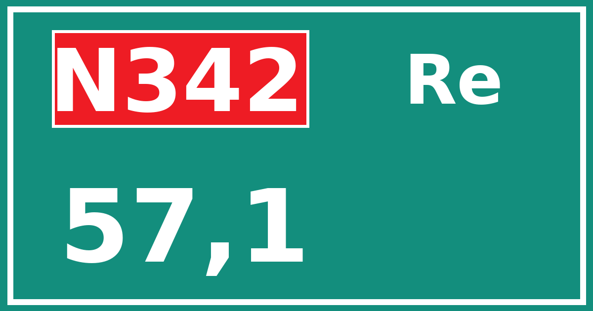 Hectometerbord N342 57,1 zijde Re