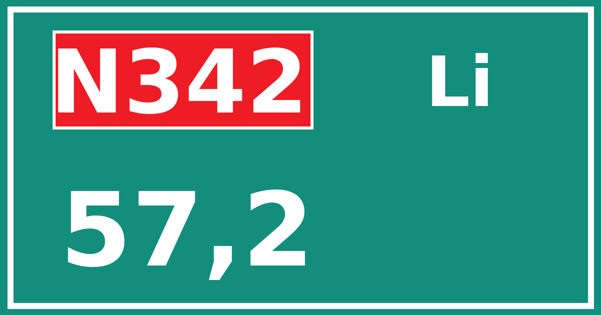 Hectometerbord N342 57,2 zijde Li
