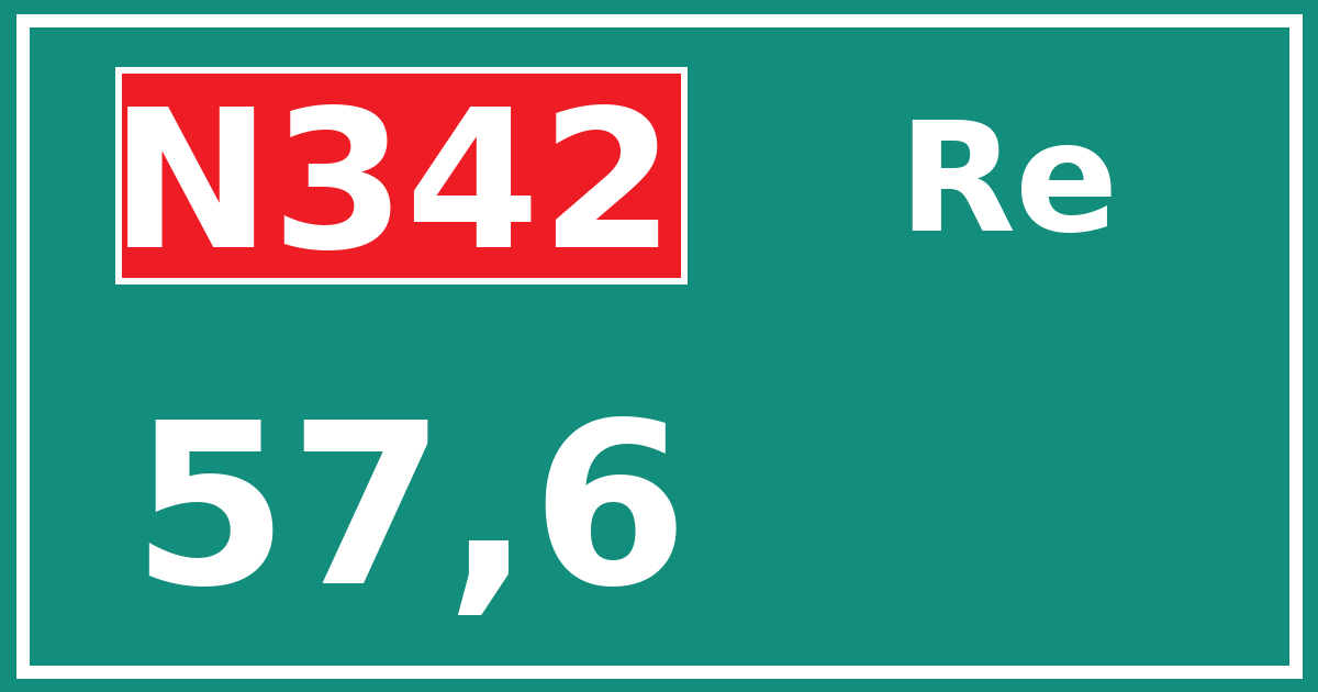 Hectometerbord N342 57,6 zijde Re