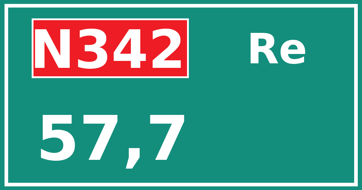 Hectometerbord N342 57,7 zijde Re