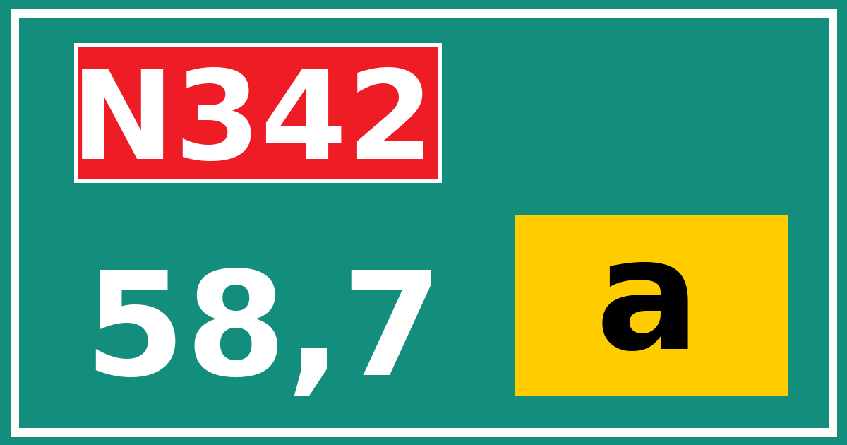 Hectometerbord N342 58,7 letter a