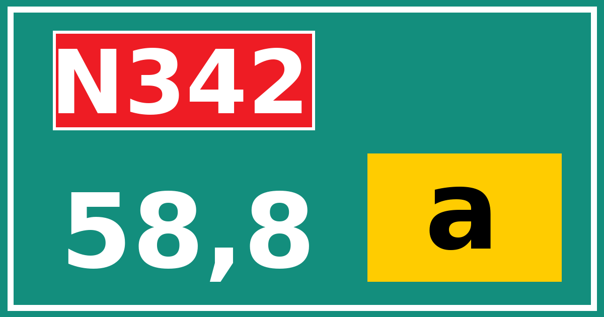 Hectometerbord N342 58,8 letter a