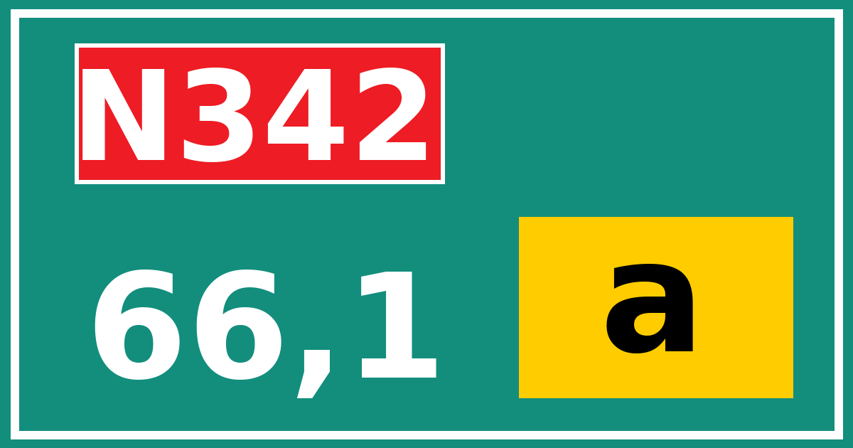 Hectometerbord N342 66,1 letter a