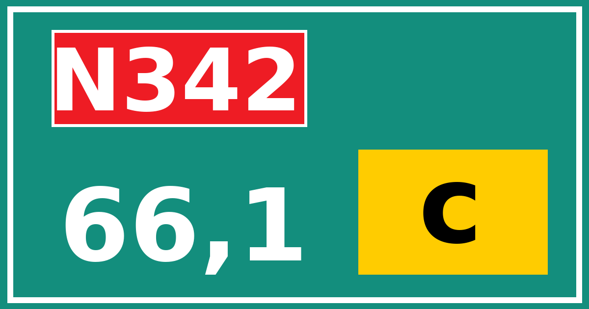 Hectometerbord N342 66,1 letter c