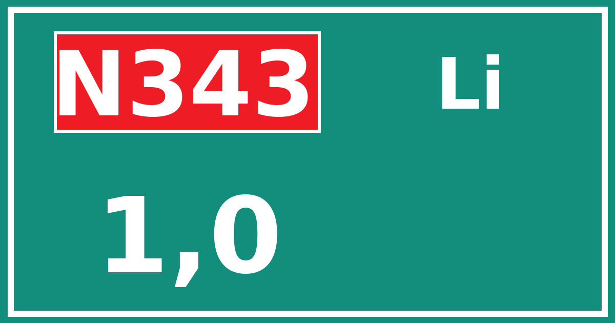 Hectometerbord N343 1,0 zijde Li