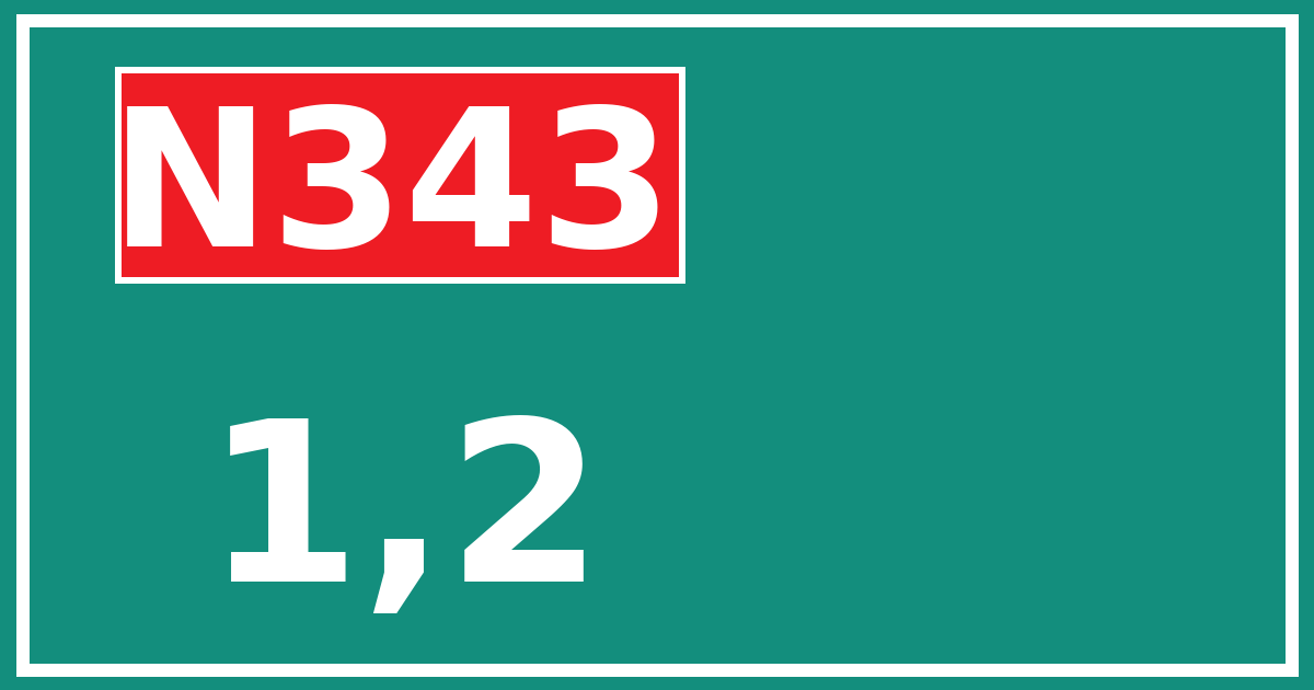 Hectometerbord N343 1,2