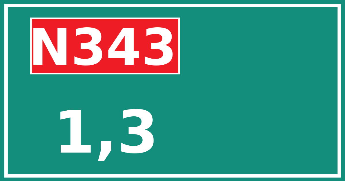 Hectometerbord N343 1,3