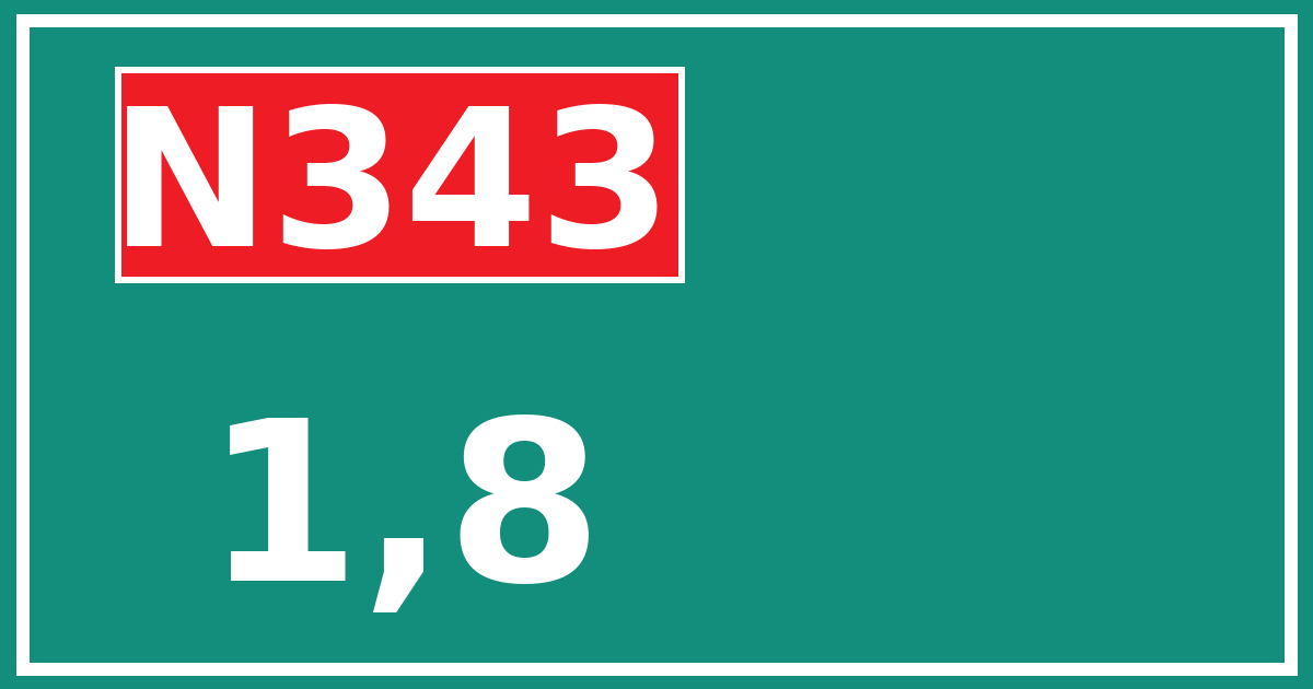Hectometerbord N343 1,8