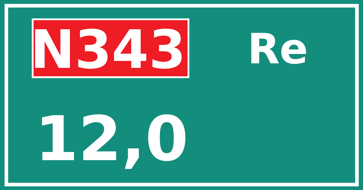 Hectometerbord N343 12,0 zijde Re