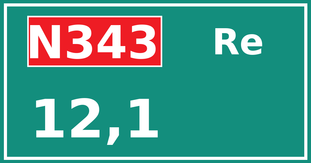 Hectometerbord N343 12,1 zijde Re