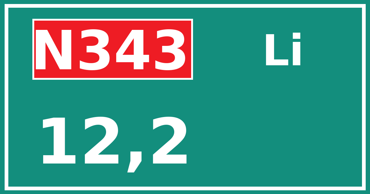 Hectometerbord N343 12,2 zijde Li