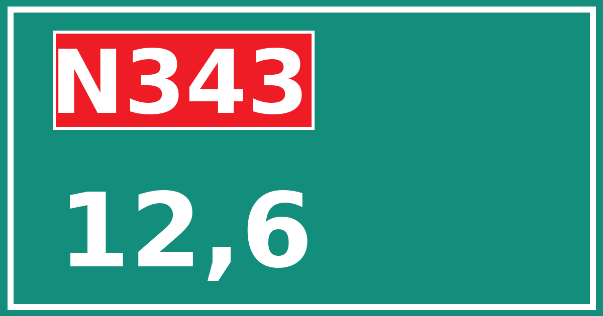 Hectometerbord N343 12,6