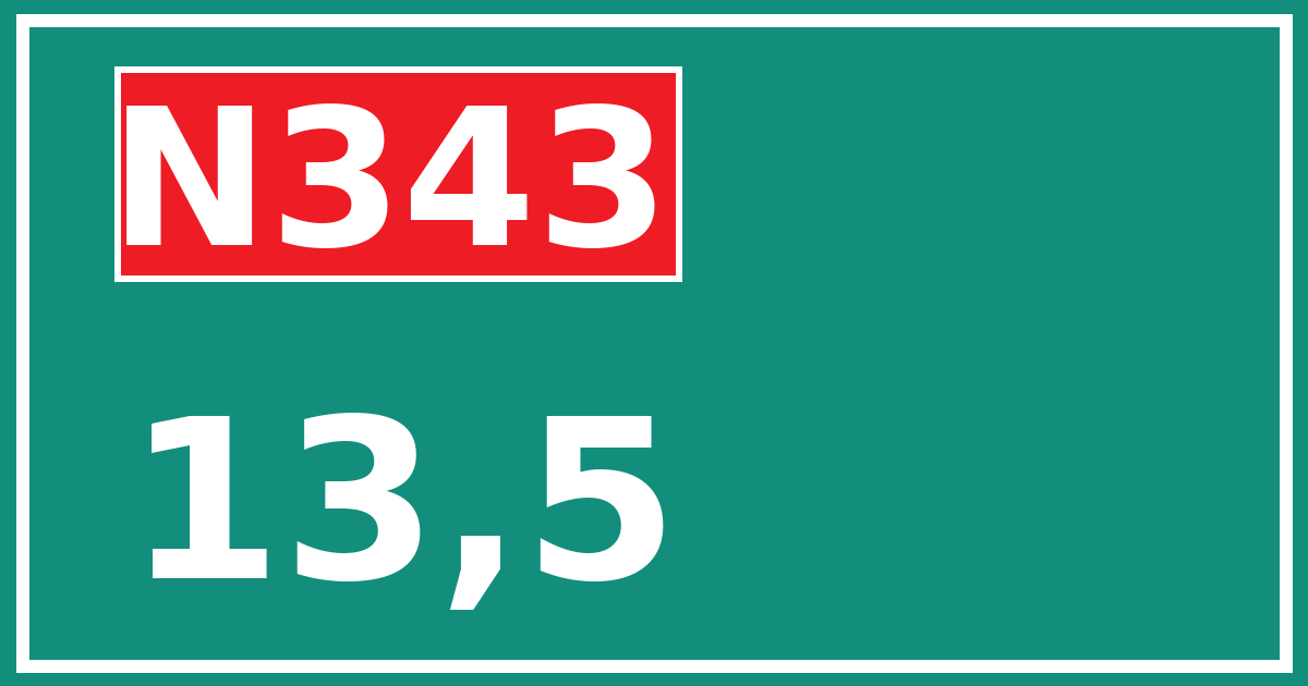 Hectometerbord N343 13,5